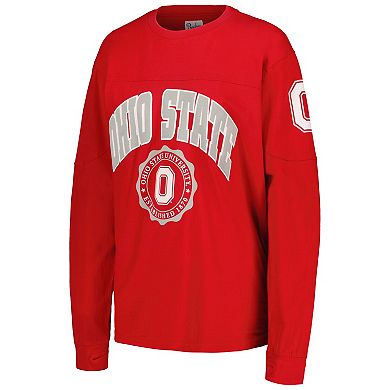 Women's Pressbox Scarlet Ohio State Buckeyes Edith Long Sleeve T-Shirt