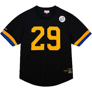 Men's Mitchell & Ness Eric Dickerson Black Los Angeles Rams Retired Player Name & Number Mesh Top