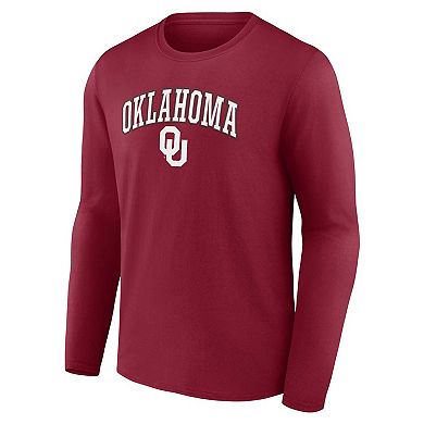 Men's Fanatics Branded Crimson Oklahoma Sooners Campus Long Sleeve T-Shirt