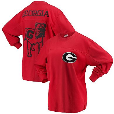 Women's Pressbox Red Georgia Bulldogs The Big Shirt Oversized Long Sleeve T-Shirt