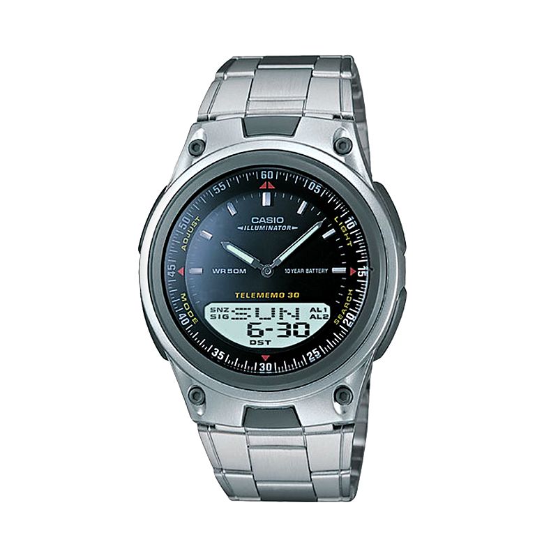 Casio Men's Forester Illuminator Analog & Digital Databank Chronograph Watch - AW80D-1AV, Silver Tone