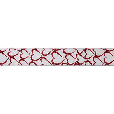 Red and White Hearts Valentine's Day Wired Craft Ribbon