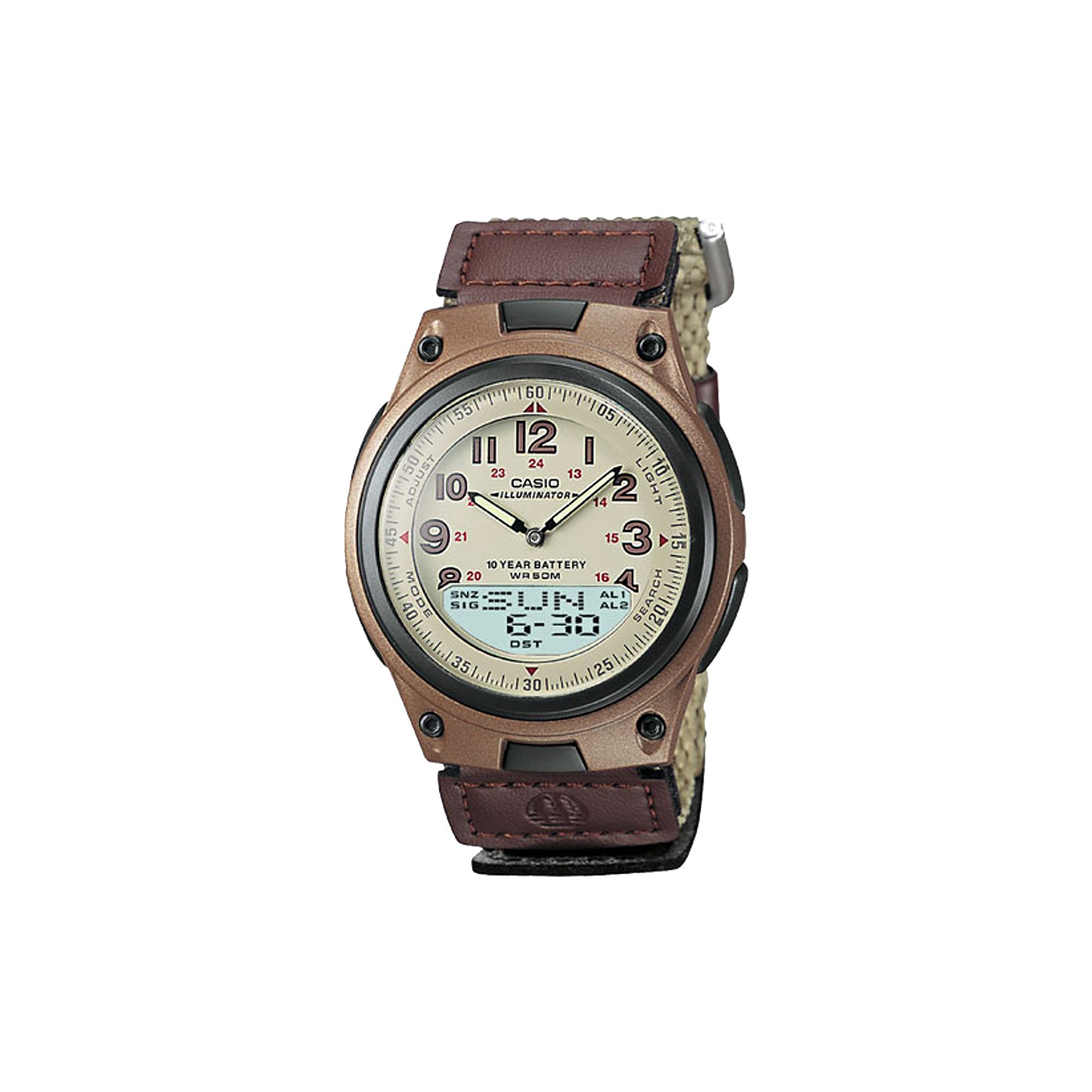 Casio Mens Illuminator World Time Analog & Digital Databank Chronograph Wa