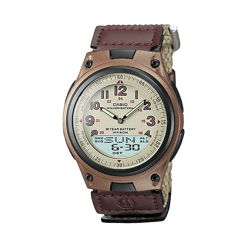 Casio Men's Illuminator World Time Analog & Digital Databank Chronograph Watch - AW80V-5BV, Multicolor