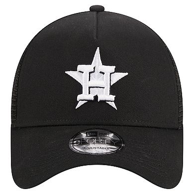 Men's New Era Black Houston Astros A-Frame 9FORTY Trucker Adjustable Hat