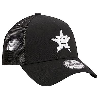 Men's New Era Black Houston Astros A-Frame 9FORTY Trucker Adjustable Hat