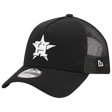 Men's New Era Black Houston Astros A-Frame 9FORTY Trucker Adjustable Hat