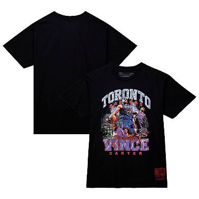 Men's Mitchell & Ness Vince Carter Black Toronto Raptors Hardwood Classics Bling Concert Player T-Shirt