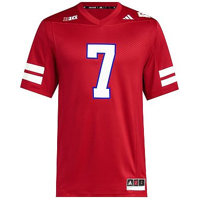Men's adidas #7 Scarlet Nebraska Huskers Memorial Stadium 100th Anniversary Premier Football Jersey