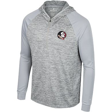 Men's Colosseum Gray Florida State Seminoles Cybernetic Raglan Quarter-Zip Hooded Top