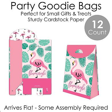 Big Dot Of Happiness Pink Flamingo - Tropical Summer Gift Favor Bags Party Goodie Boxes 12 Ct