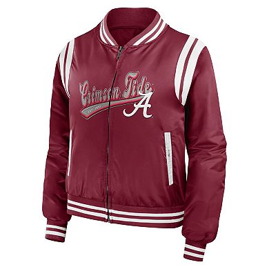 Women's WEAR by Erin Andrews Crimson Alabama Crimson Tide Football Bomber Full-Zip Jacket