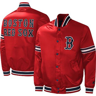Men's Starter Red Boston Red Sox Midfield Satin Full-Snap Varsity Jacket