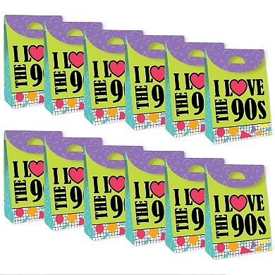 Big Dot Of Happiness 90’s Throwback - 1990s Gift Favor Bags - Party Goodie Boxes - Set Of 12
