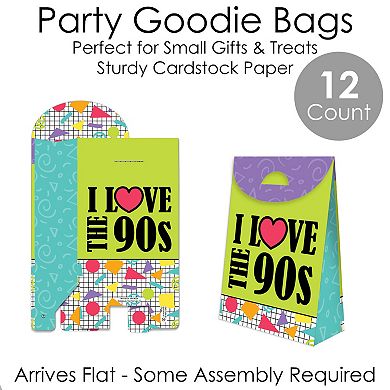 Big Dot Of Happiness 90’s Throwback - 1990s Gift Favor Bags - Party Goodie Boxes - Set Of 12