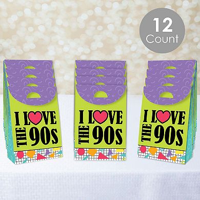 Big Dot Of Happiness 90’s Throwback - 1990s Gift Favor Bags - Party Goodie Boxes - Set Of 12