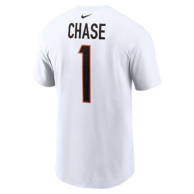 Men's Nike Ja'Marr Chase  White Cincinnati Bengals  Player Name & Number T-Shirt