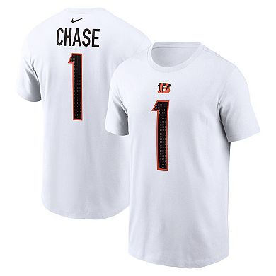 Men's Nike Ja'Marr Chase  White Cincinnati Bengals  Player Name & Number T-Shirt
