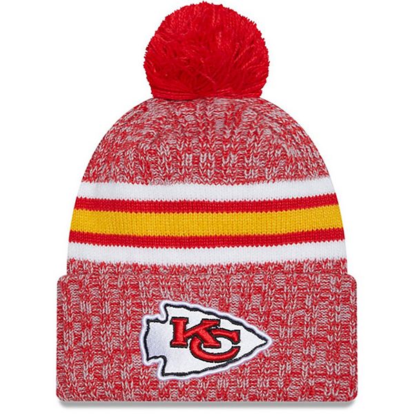 Men's New Era Red Kansas City Chiefs 2023 Sideline Cuffed Knit Hat With Pom