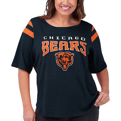 Women's G-III 4Her by Carl Banks Navy Chicago Bears Plus Size Linebacker T-Shirt