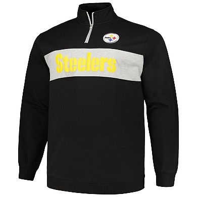 Men's Profile Black Pittsburgh Steelers Big & Tall Fleece Quarter-Zip Jacket