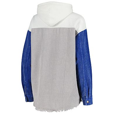 Women's Gameday Couture Gray Kentucky Wildcats Vintage Wash Corduroy Full-Snap Hooded Shacket