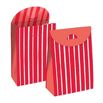 Big Dot Of Happiness Red Stripes - Simple Gift Favor Bags - Party Goodie Boxes - Set Of 12