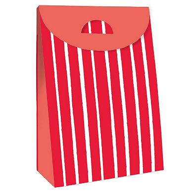 Big Dot Of Happiness Red Stripes - Simple Gift Favor Bags - Party Goodie Boxes - Set Of 12