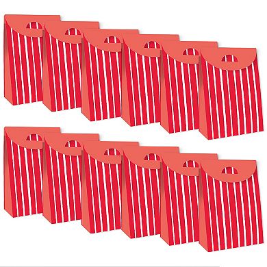 Big Dot Of Happiness Red Stripes - Simple Gift Favor Bags - Party Goodie Boxes - Set Of 12