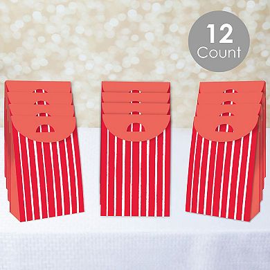 Big Dot Of Happiness Red Stripes - Simple Gift Favor Bags - Party Goodie Boxes - Set Of 12