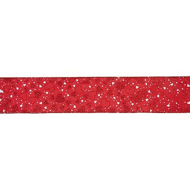 Red and White Hearts Valentine's Day Wired Craft Ribbon