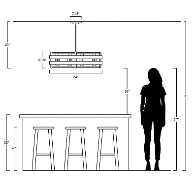 Horizon Rustic Farmhouse Iron Linear Led Pendant
