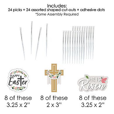 Big Dot Of Happiness Religious Easter Cupcake Toppers Christian Clear Treat Picks 24 Ct