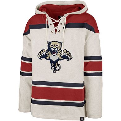 Men's '47 Oatmeal Florida Panthers Rockaway Lacer Pullover Hoodie