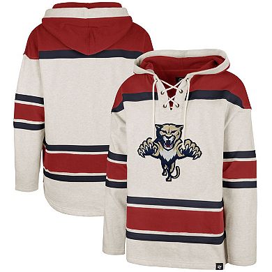 Men's '47 Oatmeal Florida Panthers Rockaway Lacer Pullover Hoodie