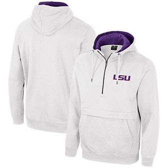 Men's Colosseum White LSU Tigers Half-Zip Hoodie