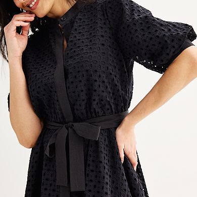 Women's Nine West Eyelet Fit & Flare Dress