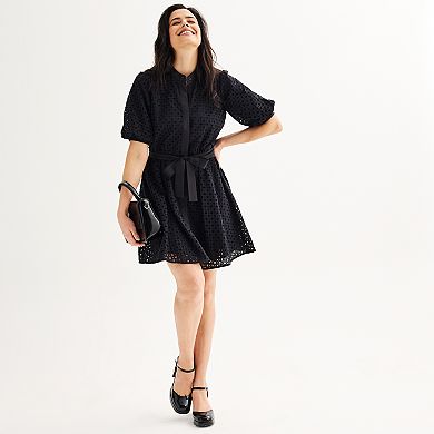 Women's Nine West Eyelet Fit & Flare Dress