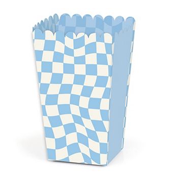 Big Dot Of Happiness Blue Checkered Party - Favor Popcorn Treat Boxes - Set Of 12