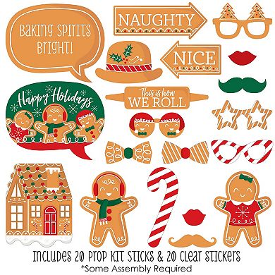 Big Dot Of Happiness Gingerbread Christmas - Gingerbread Man Holiday Photo Booth Props 20 Ct