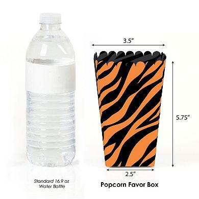 Big Dot Of Happiness Tiger Print - Jungle Party Favor Popcorn Treat Boxes - Set Of 12