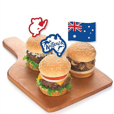 Big Dot Of Happiness Australia Day - Dessert Cupcake Toppers - Party Clear Treat Picks 24 Ct