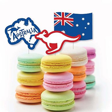 Big Dot Of Happiness Australia Day - Dessert Cupcake Toppers - Party Clear Treat Picks 24 Ct