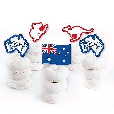 Big Dot Of Happiness Australia Day - Dessert Cupcake Toppers - Party Clear Treat Picks 24 Ct
