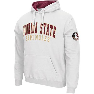 Men's Colosseum White Florida State Seminoles Double Arch Pullover Hoodie