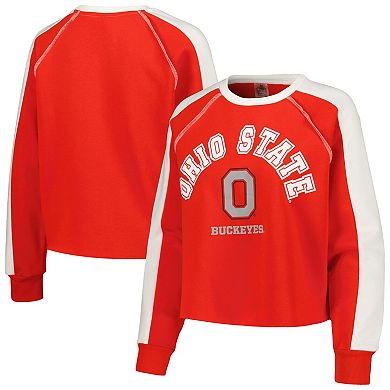 Women's Gameday Couture Scarlet Ohio State Buckeyes Blindside RaglanÂ Cropped Pullover Sweatshirt