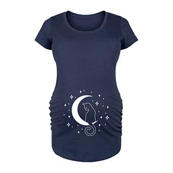 Maternity Cat Crescent Moon Belly Graphic Tee