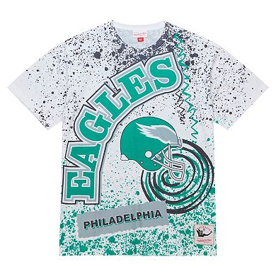 Men's Mitchell & Ness White Philadelphia Eagles Team Burst Sublimated T-Shirt