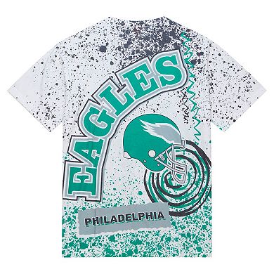 Men's Mitchell & Ness White Philadelphia Eagles Team Burst Sublimated T-Shirt