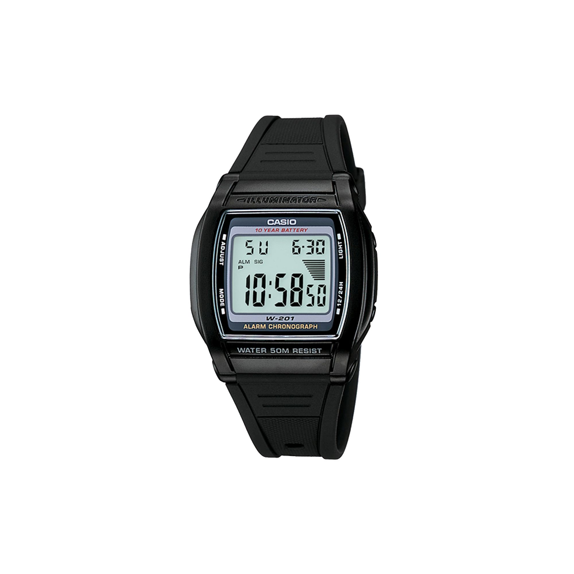 Casio Mens Digital Chronograph Watch - W201-1AV, Multicolor
